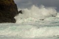 Huge waves crashing on the rocks Royalty Free Stock Photo